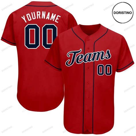 custom personalized red navy white doristino limited edition baseball jersey
