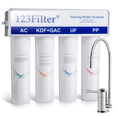Ispring 4 Stage 01 Micron Ultra Filtration Under Sink Inline Water