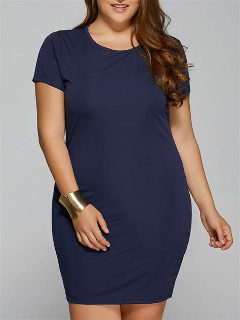 41 Off 2021 Summer Short Sleeve Plus Size Bodycon Dress In Purplish Blue Dresslily