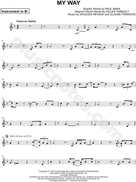 Print And Download My Way Bb Instrument Sheet Music By Frank Sinatra
