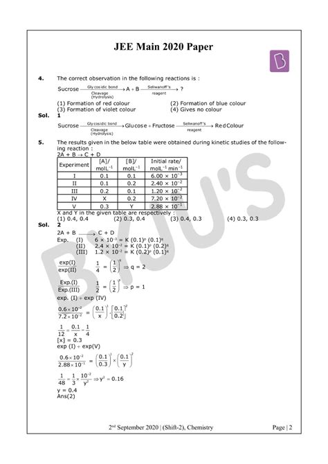 May 24 2017 274 views. JEE Main 2020 Paper With Solutions Chemistry Shift 2 (Sept 2) - Download PDF