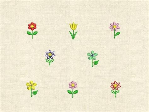 Mini Machine Embroidery Design Tiny Flowers Etsy
