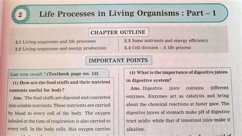 Class 10th Science 2 Chapter 2 Life Processes In Living Organisms