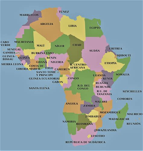 Politico Mapa De Africa Trabajo Sobre Los Continentes Los
