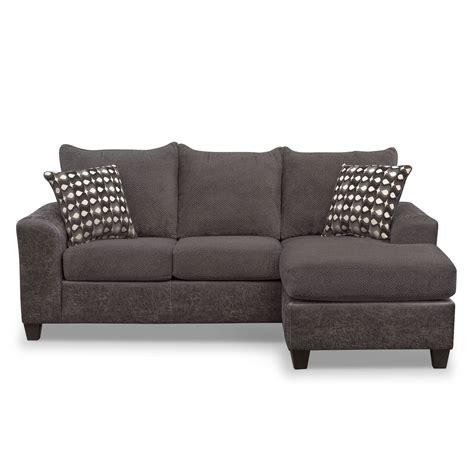 Brown leather chaise lounge and footstool (excellent condition). Brando Sofa with Chaise - Smoke | Value City Furniture
