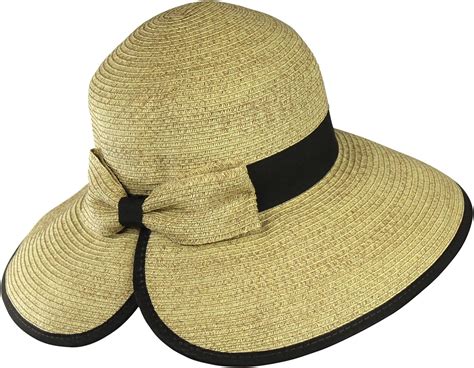 Spf 50 Wide Brim Straw Sun Hat W Ponytail Back And Adjustable Inner