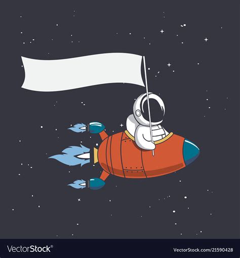 Astronaut Holds A Flag In Rocket Royalty Free Vector Image