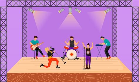 Premium Vector Punk Rock Band Flat Illustration Music Group With Two