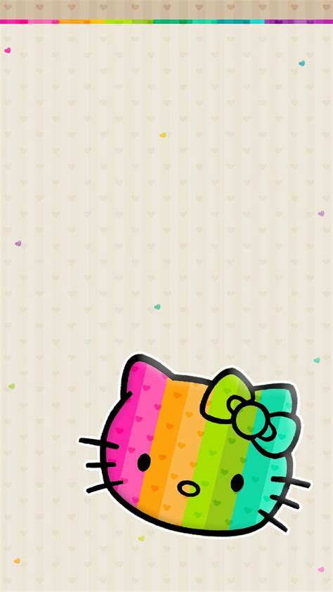 The Hello Kitty Wallpaper Is Colorful And Has A Bow On Its Head