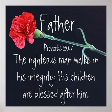 The Righteous Man Bible Verse For Fathers Day Poster Zazzle