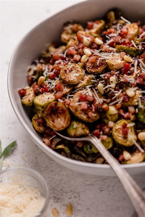 Pancetta adds a savory flavor and the balsamic reduction just puts it over the top. Maple Mustard Roasted Brussels Sprouts with Pancetta