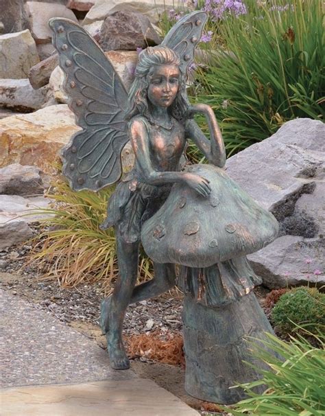 Details About Resting Fairy And Mushroom Garden Sculpture Statue Patio