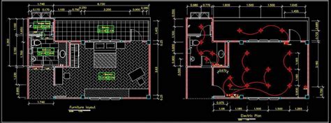 Hotel Guest Room Interior And Electrical Floor Plan Dwg Drawing File