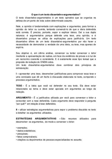 Exemplo De Texto Dissertativo Argumentativo Em Prosa Vários Exemplos