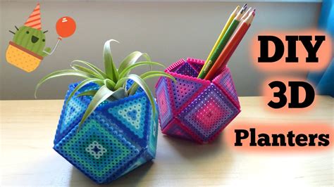 Diy 3d Perler Bead Geometric Planters Youtube