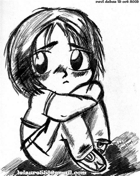 Sad Boy Anime Sketch Very Sweet And Innocent Sketch Drawn With Black Chainimage
