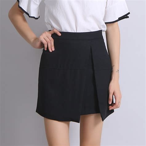Yichaoyiliang 2017 Summer Women High Waist Slim A Line Mini Skirt Asymmetrical Package Hip Skirt