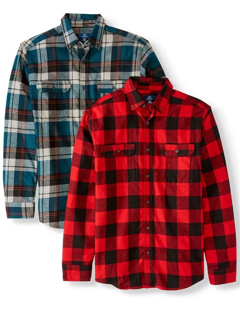 George Mens And Big And Tall Long Sleeve Flannel Shirt 2 Pack Up To