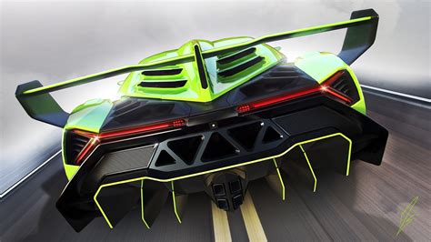 Lamborghini Veneno Green Supercar Back View Wallpaper Cars