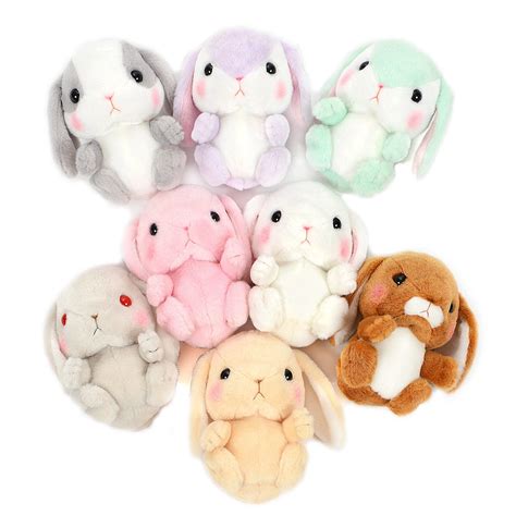 Amuse Bunny Plushie Cute Stuffed Animal Toy Grey White 6 Inches