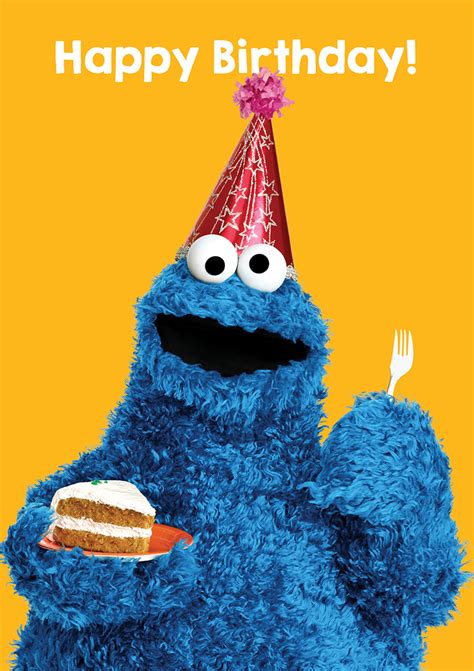 Cookie Monster Sesame Street Happy Birthday Greeting Card