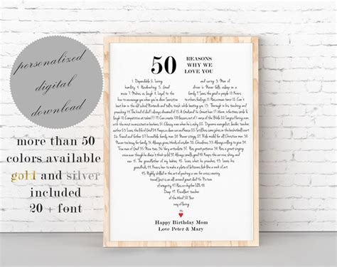 50 Reasons Why We Love You Printable Customized Things We