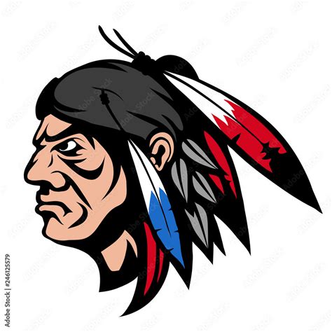 Indian Chief For Team Mascot Vector Graphics To Design Stock Vector