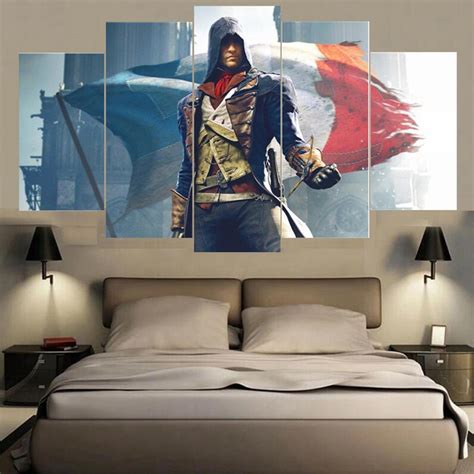 Assassins Creed Character Flag Gaming 5 Panel Canvas Art Wall Decor