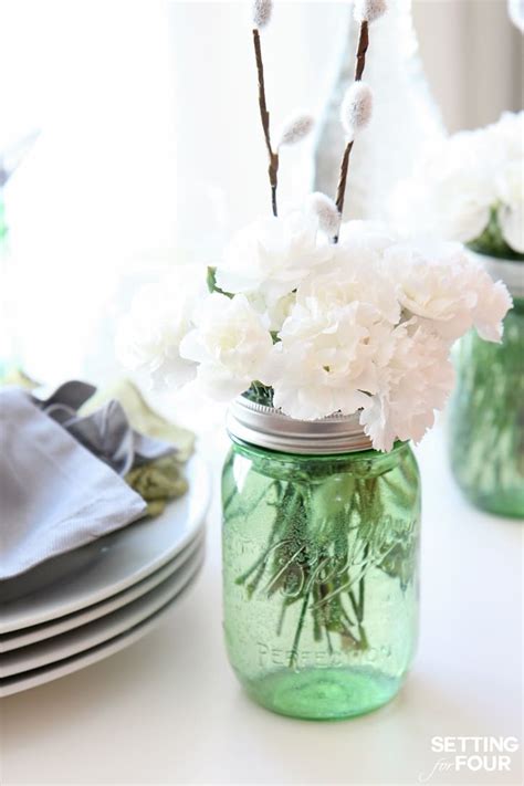 Quick And Easy Mason Jar Centerpieces Setting For Four