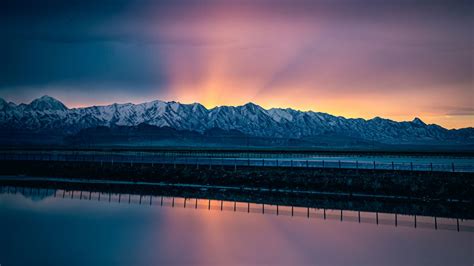 Snow Mountains 4k Wallpaper Landscape Sunrise Salt Lake City Water