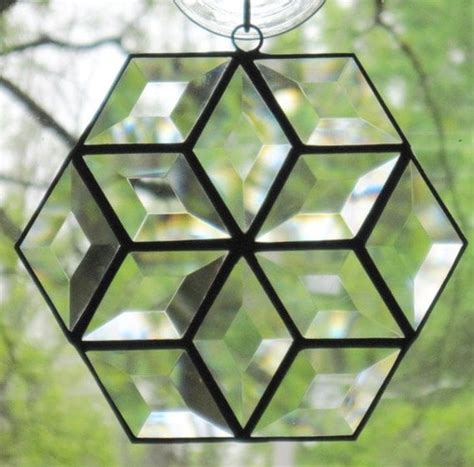 Stained Glass Suncatcher Beveled Hexagon Star