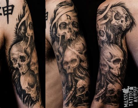 Skulls Tattoo Sleeve By Masshi Deviantart Com On Deviantart Skulls Pinterest Tattoo