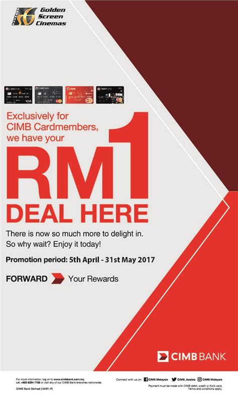 Children's tickets are half price. CIMB Card Members Reward GSC Buy 3 Normal Price Get 1 RM1 ...