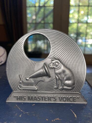 Antique Rca Victor Nipper Dog Pewter Advertising Bookend His Masters