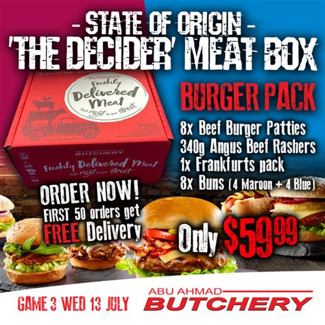 The Decider Box Burger Pack Abu Ahmad Butchery The Decider Box