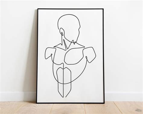 Naked Male Nude Line Art Print Single Line Drawing Abstract Minimalist