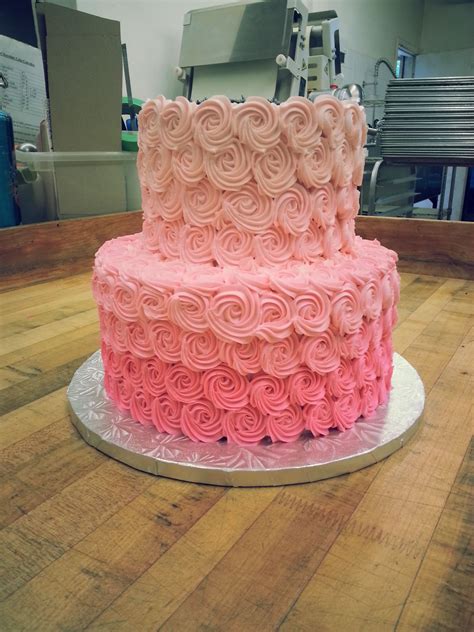 Our Pink Two Tiered Ombre Rosette Cake Rosette Cake Ombre Rosette