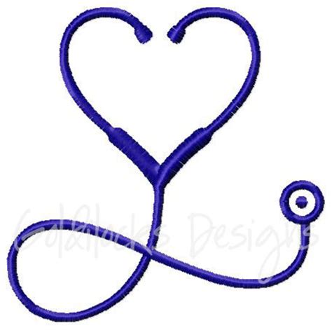 Stethoscope Heart Embroidery Design In Fill And Outline In 3 Etsy