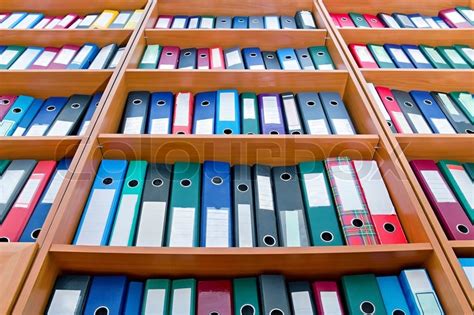 File Folders Standing On The Shelves Stock Photo Colourbox
