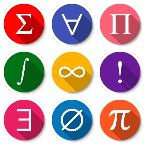 Símbolos Matemáticos Sistema De Iconos Planos Coloridos De La
