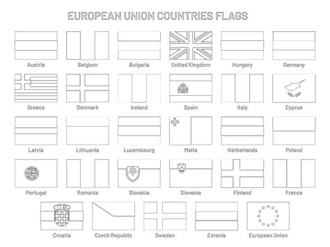Printable European Union Countries Flags Coloring Page Mimi Panda