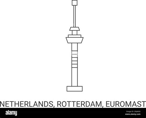 Netherlands Rotterdam Euromast Travel Landmark Vector Illustration