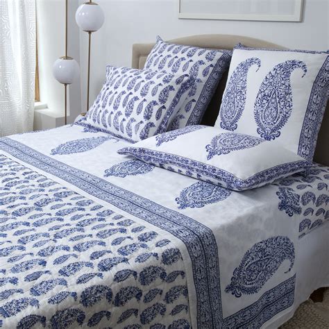 Blue And White Paisley Bedding Collection Malabar Block Print