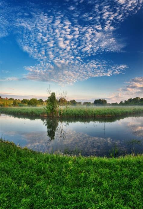 Spring Morning Dawn In The Valley Of A Picturesque River Stock Image