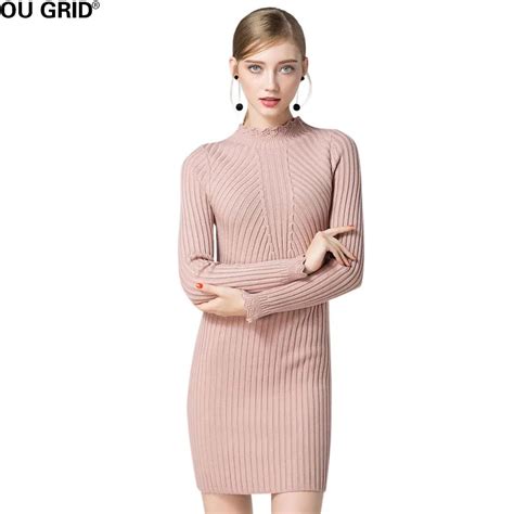Winter Knitted Sweater Dress Womens Bottom Slim Bodycon Warm Long
