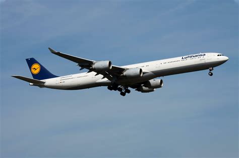 Lufthansa Airbus A340 600 D Aihi Passenger Plane Landing At Frankfurt