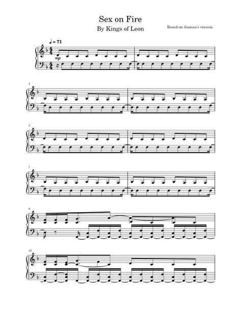 Sex On Fire Kings Of Leon Jannna Arrangement Sheet Music For Piano Solo