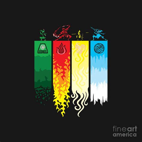 Element Symbols Avatar The Last Airbender Digital Art By Carlyn P Lee