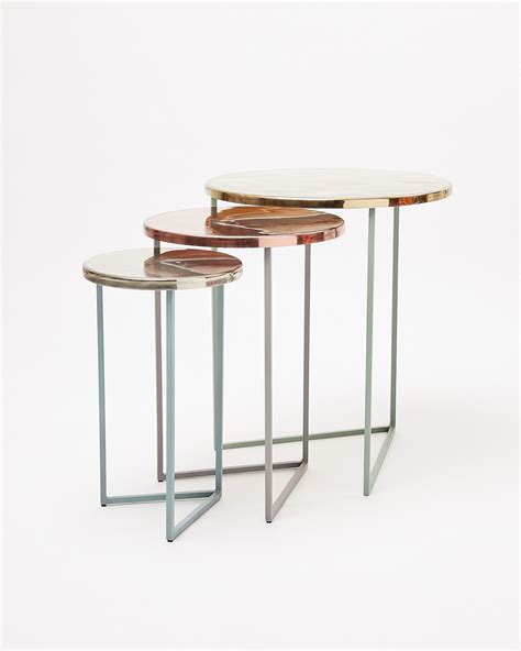 Metallic Round Nesting Tables Set Of Three Oliver Bonas