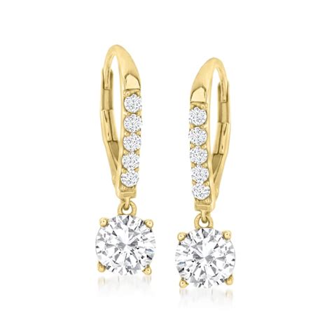 Ct T W Diamond Drop Earrings In Kt Yellow Gold Ross Simons